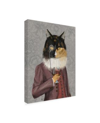 Fab Funky Tortoiseshell Cat and Brandy Glass Canvas Art - 36.5" x 48"