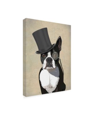 Trademark Global Fab Funky Boston Terrier, Formal Hound and Hat Canvas Art - 19.5" x 26"
