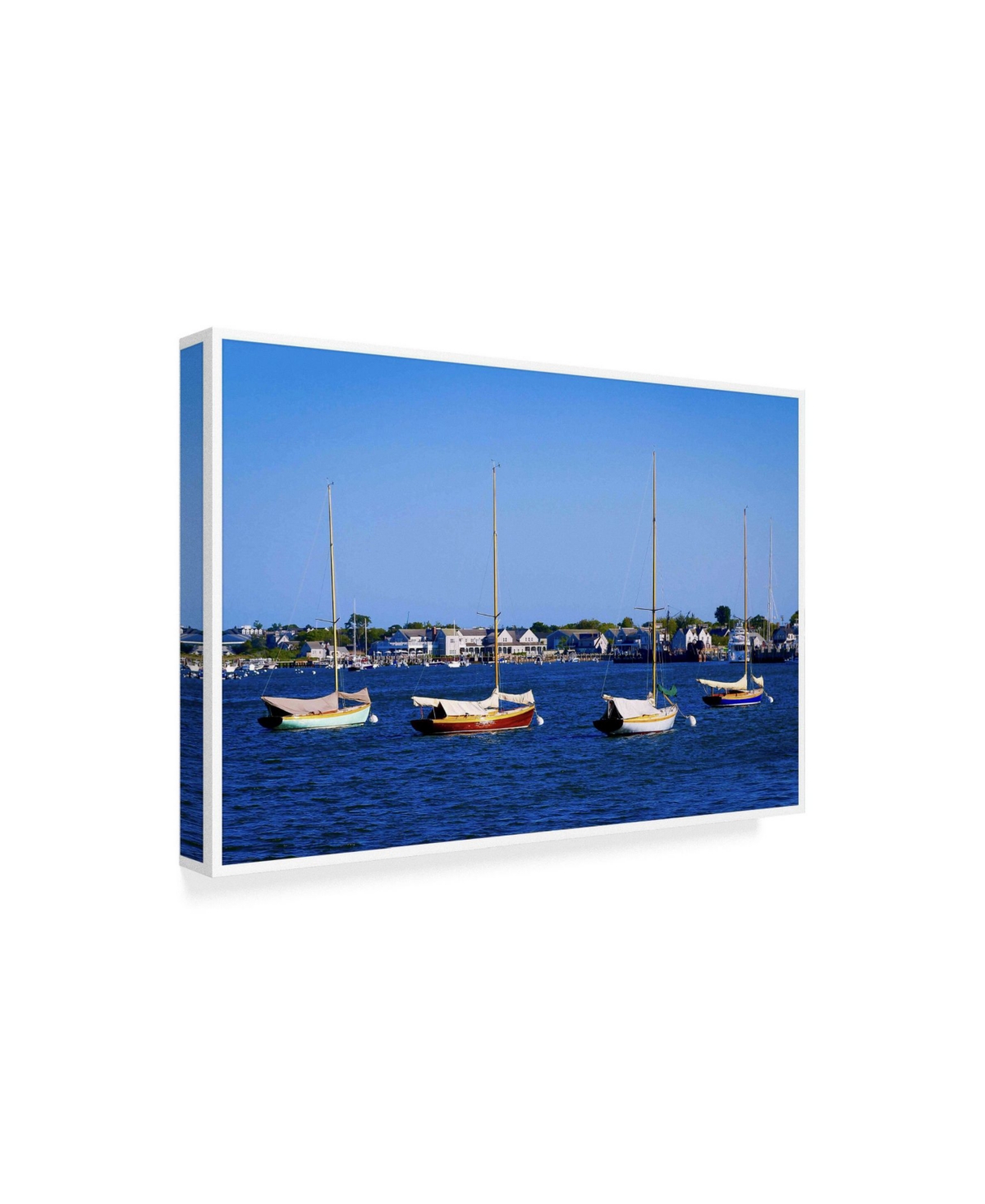 American School Four Boats in Nantucket Canvas Art -