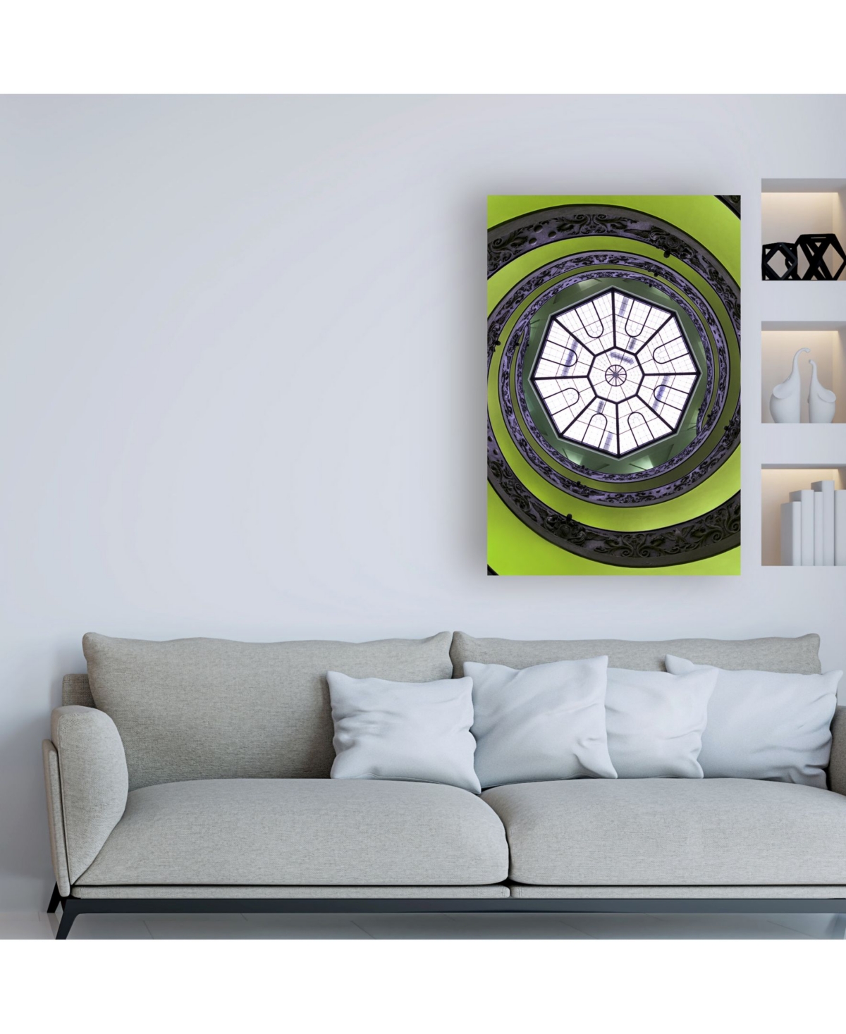 Philippe Hugonnard Dolce Vita Rome the Vatican Spiral Staircase Lime Green Ii Canvas Art -