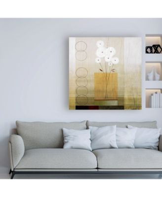 Pablo Esteban White Flowers with Circles Canvas Art - 36.5" x 48"
