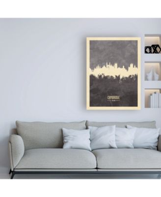 Trademark Global Michael Tompsett Cambridge England Skyline Gray Canvas Art - 15.5" x 21"