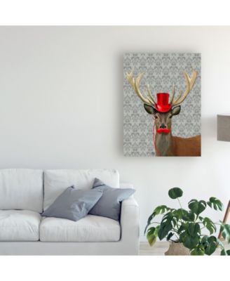 Trademark Global Fab Funky Deer with Red Hat and Moustache Canvas Art - 15.5" x 21"