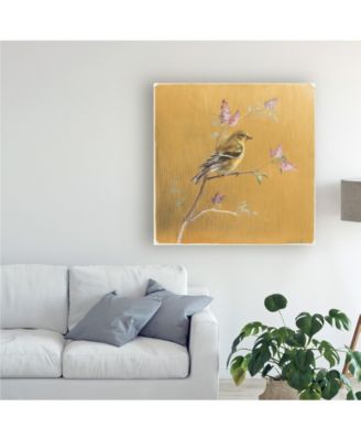 Danhui Nai Female Goldfinch on Gold Canvas Art - 15.5" x 21"