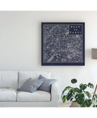 Trademark Global Sue Schlabach Blueprint Map Paris Square Canvas Art - 15" x 20"