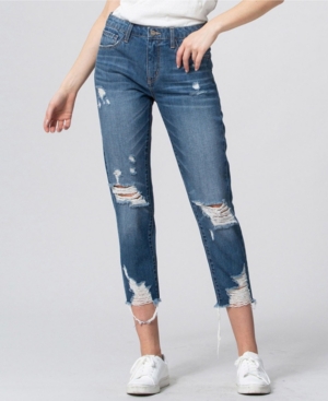 image of Vervet Distressed Raw Hem Boyfriend Jeans