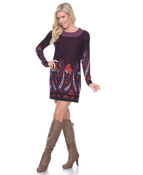 White Mark Women's Sandrine Embroidered Sweater Dress & Reviews