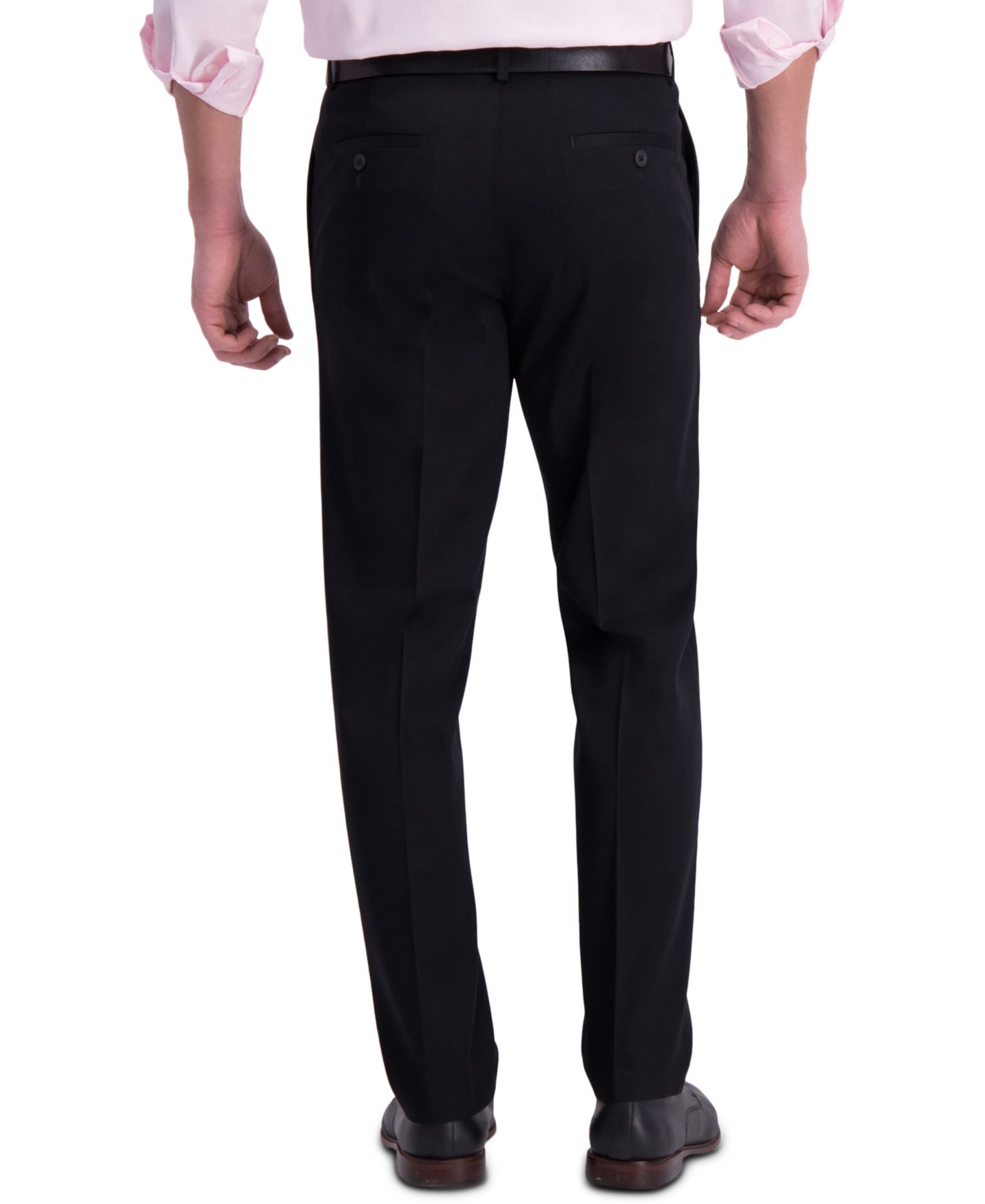 Мужские брюки Haggar Iron Free Premium Khaki Straight-Fit Flat-Front Pant, цвет: Чёрный — фото 2