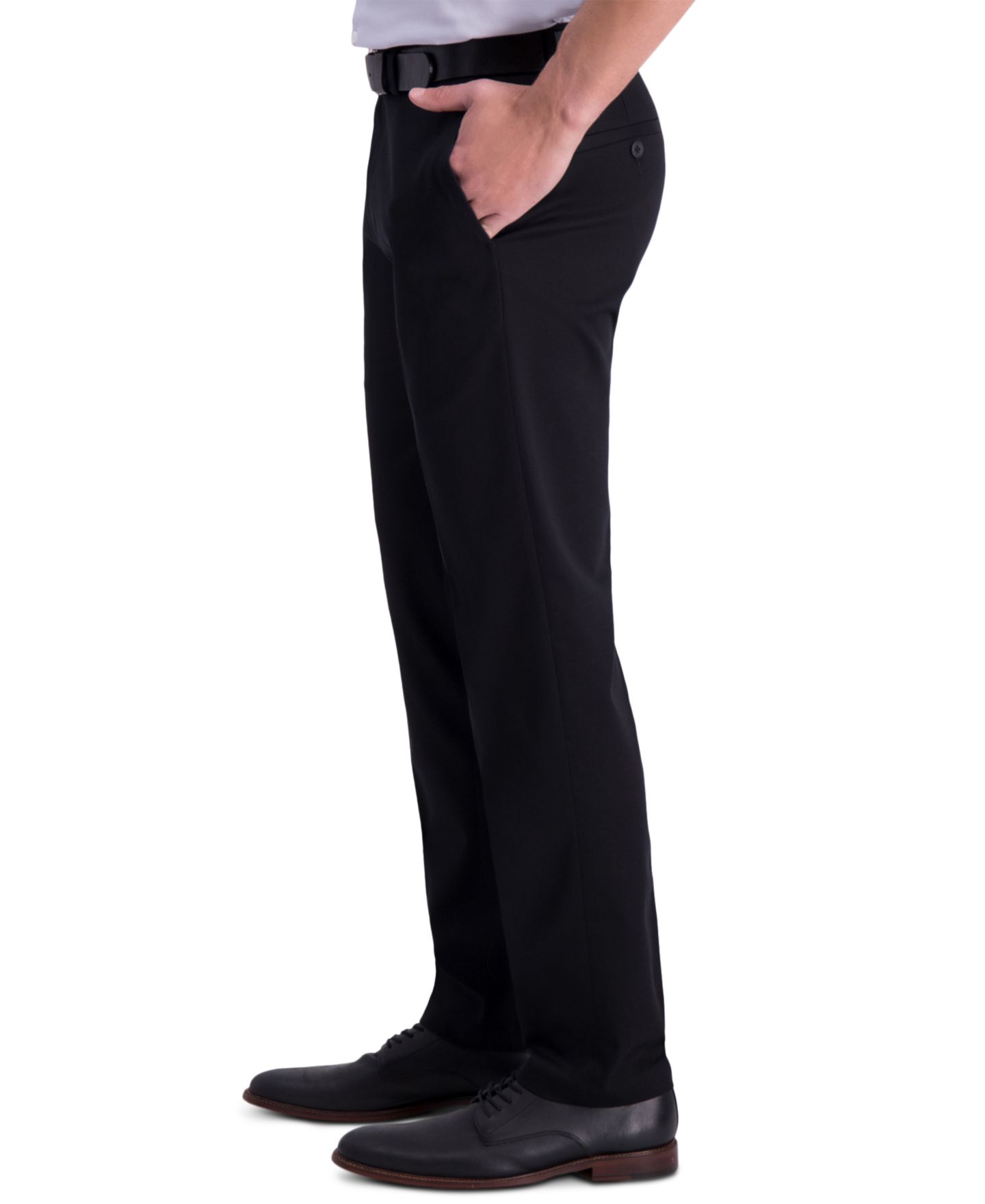 Мужские брюки Haggar Iron Free Premium Khaki Slim-Fit Flat-Front Pant, цвет: Чёрный — фото 3