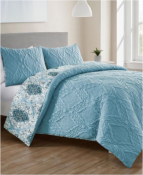 Vcny Home Luanna 3 Pc Full Queen Reversible Duvet Cover Set