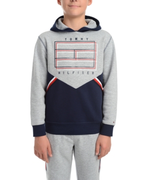 Tommy Hilfiger Kids Big Boys Noah Colorblocked Fleece Logo Hoodie In Navy Blazer Modesens