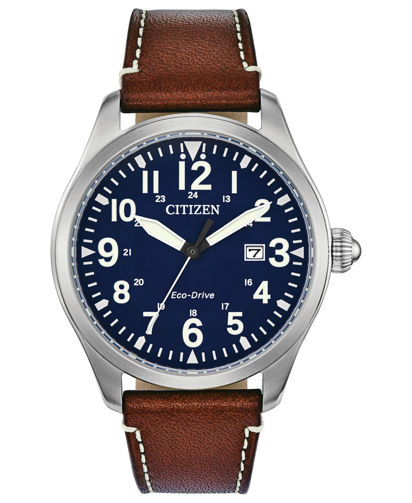 Мужские часы Citizen Eco-Drive Chandler Brown Leather Strap Watch 42mm — фото 1