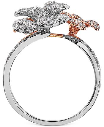 EFFY Collection - Diamond Tri-Tone Flower Ring in 14k Gold (5/8 ct. t.w.)