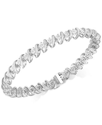 1 Row Real Diamond Tennis Bracelet Miracle Set Yellow Sterling Silver 7"1 CT.