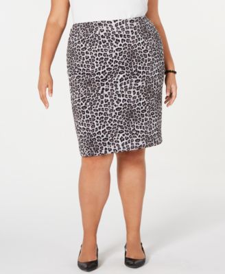 Kasper - Plus Size Leopard-Print Pencil Skirt