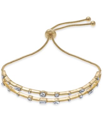 I.N.C. International Concepts - Gold-Tone Crystal Double-Row Slider Bracelet