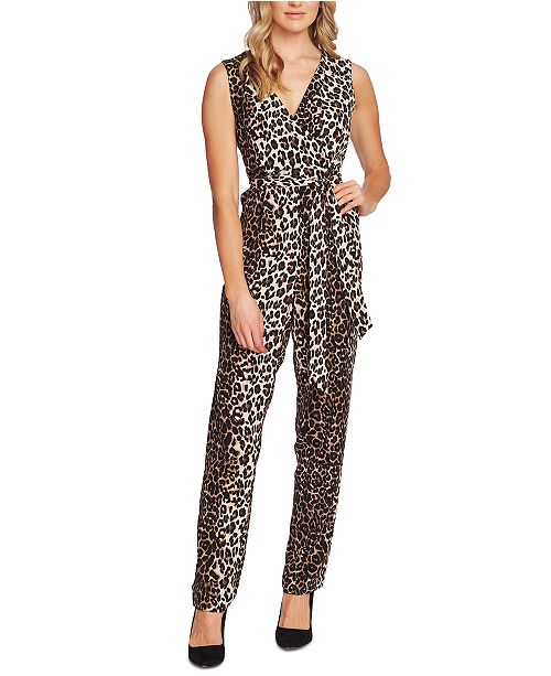 Vince Camuto Belted Leopard Print Jumpsuit Reviews Pants Leggings Women Macy S