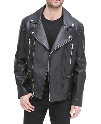 DKNY Men's Asymmetric Motorcycle Leather Jacket, Created for Macy's ...