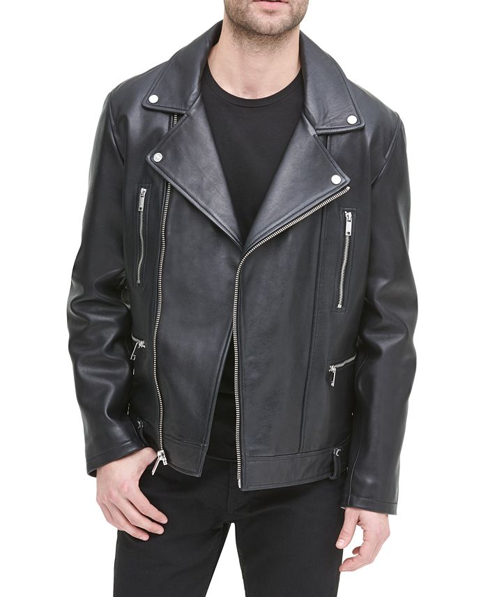 DKNY Men's Asymmetric Motorcycle Leather Jacket, Created for