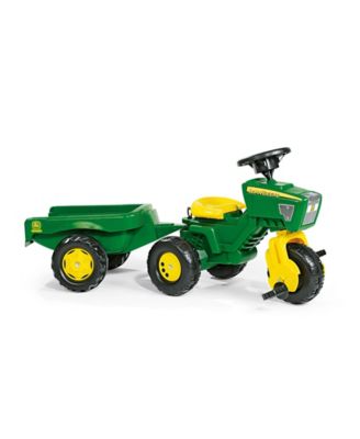 Rolly Toys John Deere 3 Wheel Trike Pedal Tractor with Removable Hauling Trailer