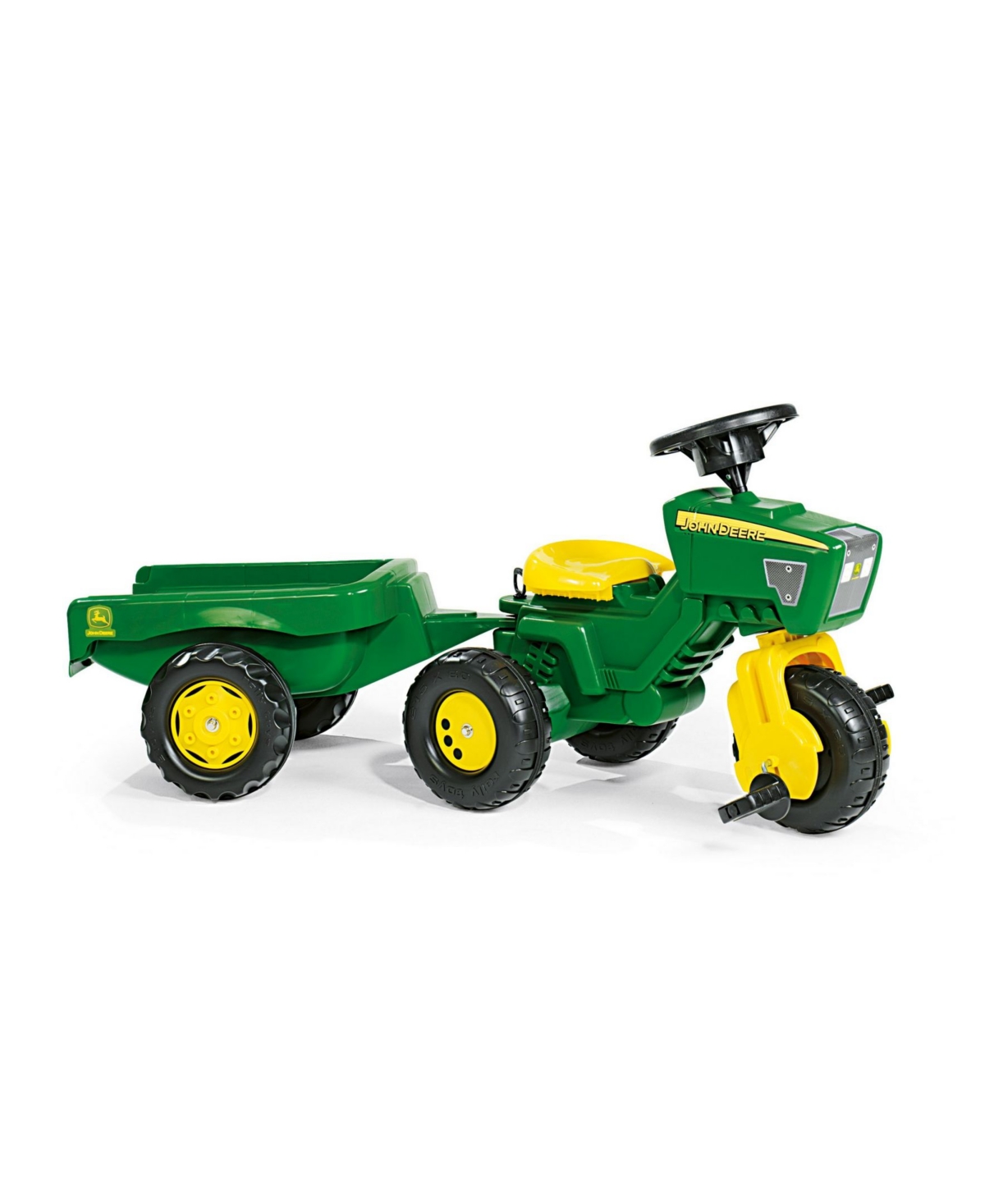 Rolly Kids' Toys John Deere 3 Wheel Trike Pedal Tractor With Removable Hauling Trailer In Green