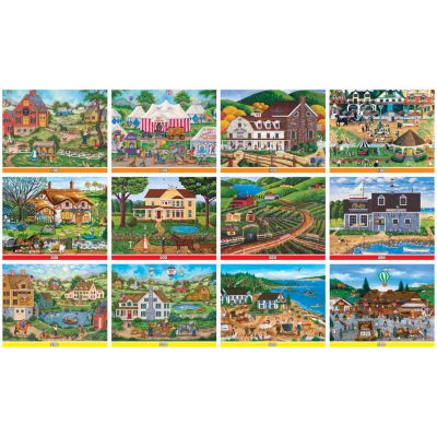 MasterPieces Folk Art Jigsaw Puzzle Collection - 12 Pack for Adults