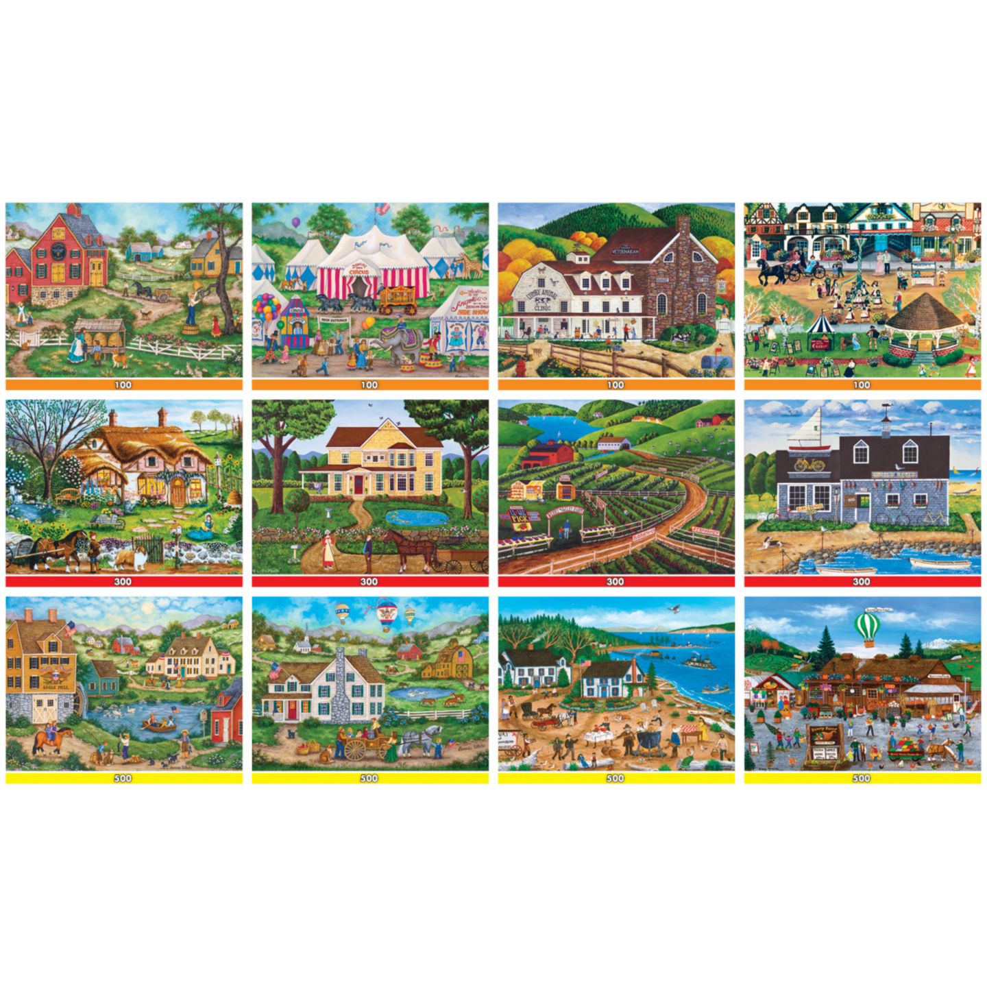 Детские игрушки MasterPieces Puzzles Bonnie White Folk Art 12-Pack Jigsaw Puzzles, Ages 14+ — фото 3