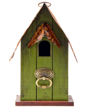 Glitzhome Rustic Garden Distressed Solid Wood Decorative Bird House In Green