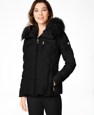 Calvin Klein Faux-fur-trim Hooded Down Puffer Coat, Created For Macy's ...