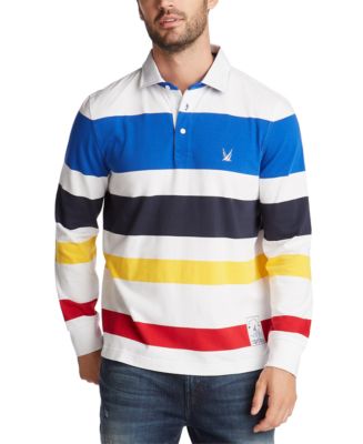 Nautica Men's Blue Sail Striped Long Sleeve Rugby Polo Shirt, Created ...