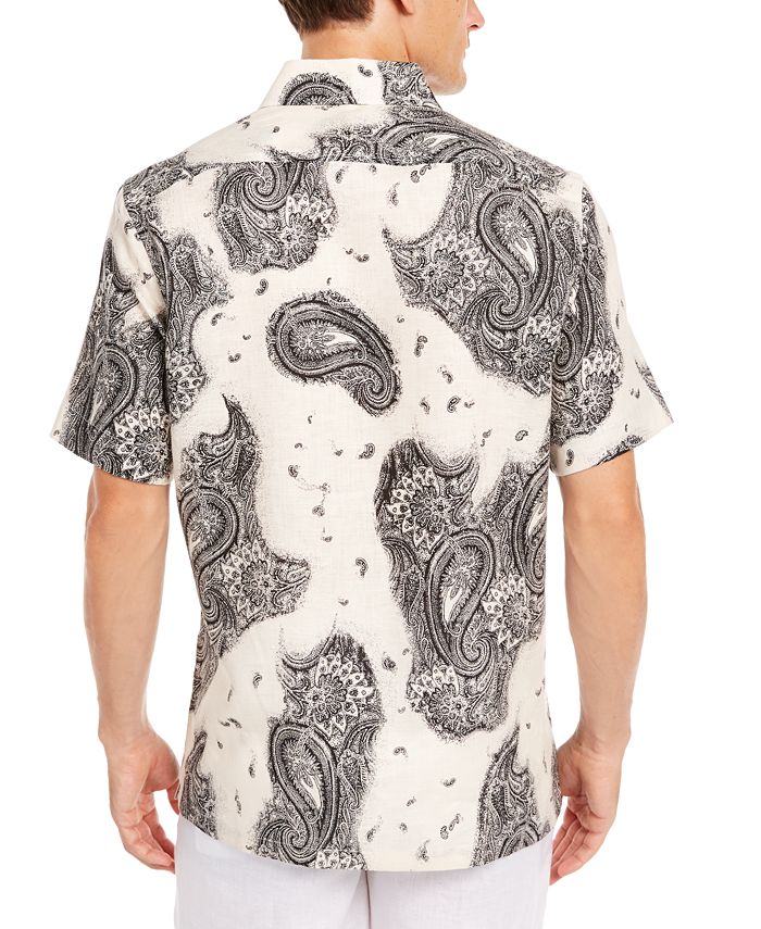 Tasso Elba Men's Paisley-Print Linen Shirt, Created for Macy's - Macy's