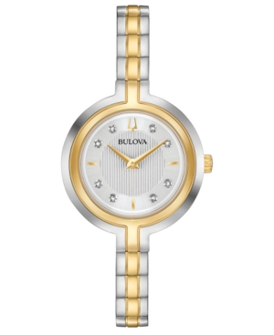 image of Bulova Women-s Rhapsody Diamond-Accent Two-Tone Stainless Steel Bracelet Watch 30mm