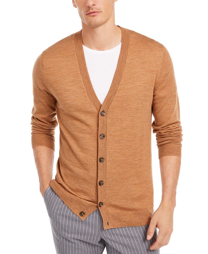 Tasso Elba Men s Solid Merino Wool Blend Cardigan Created for