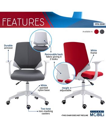 RTA Products - Techni Mobili Mid Back Chair, Quick Ship