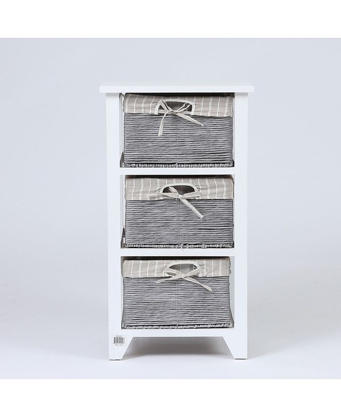 Luxen Home Wood End Table with Baskets Macy's