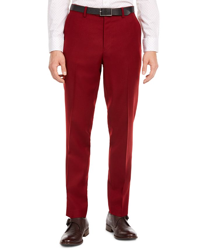 Bar III Men's Slim-Fit Red Flannel Suit Separate Pants, Created for ...
