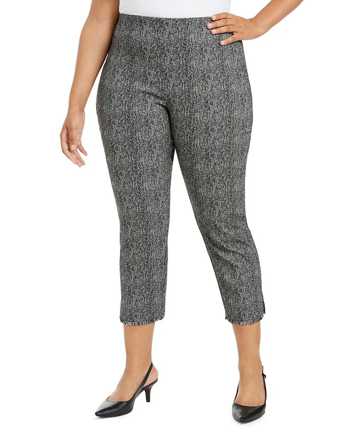 Alfani Plus Size Printed Cropped Pull-On Pants, Created for Macy's - Macy's