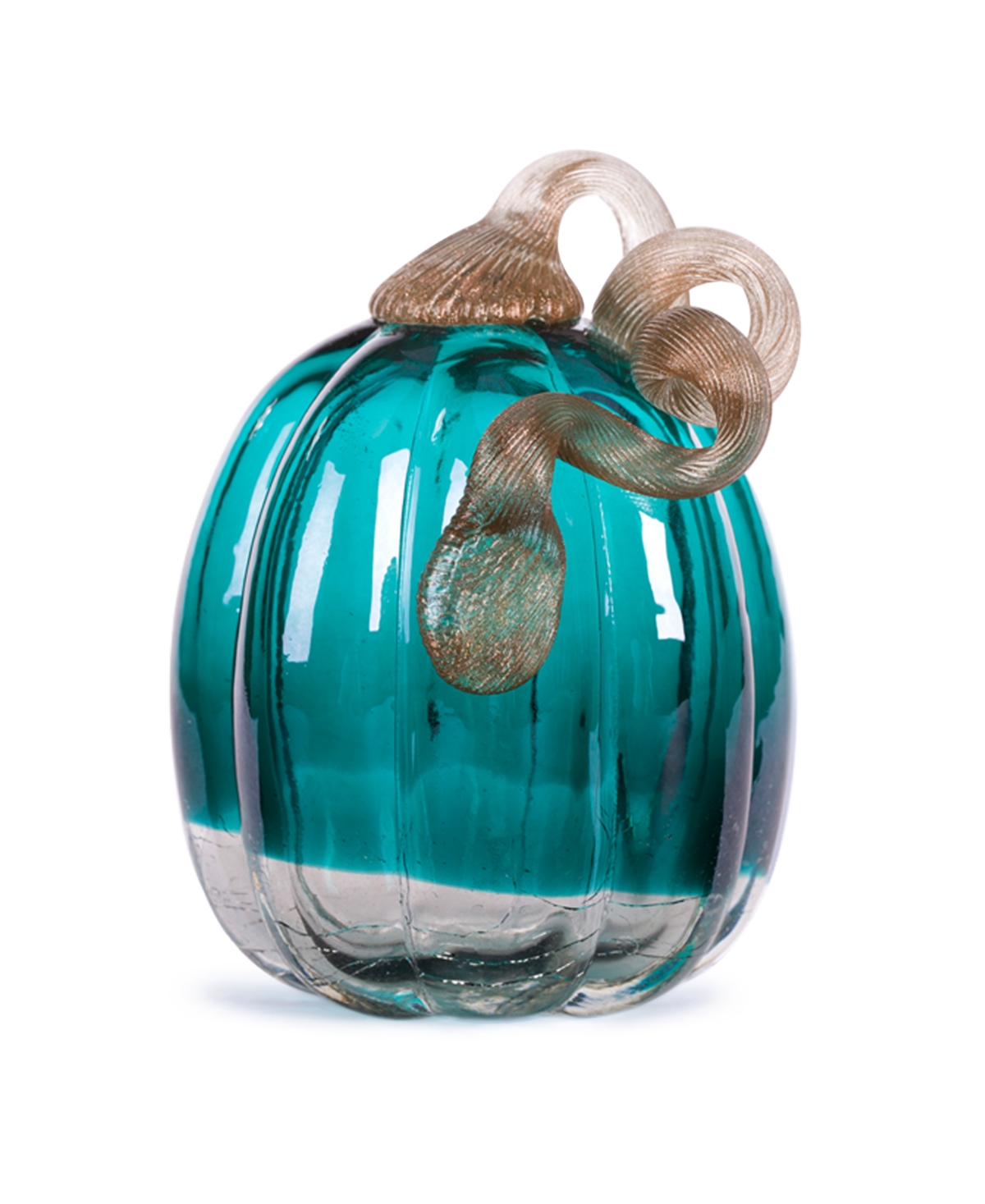 Glitzhome Crackle Glass Pumpkin In Turquoise