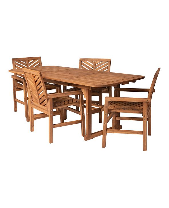 Walker Edison 5 Piece Extendable Outdoor Patio Dining Set & Reviews