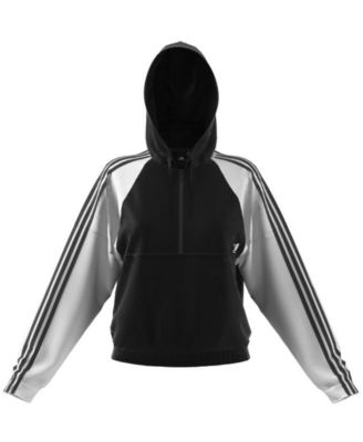 adidas - Windy Colorblocked Varsity-Stripe Half-Zip Windbreaker