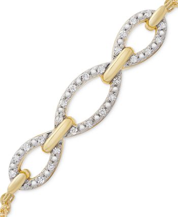 Macy's - Diamond Chain Link Bolo Bracelet (1/10 ct. t.w.) in 14k Gold-Plated Sterling Silver