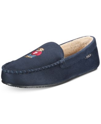 Polo Bear Faux-suede Slippers In Navy 