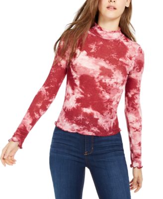 Planet Gold - Juniors' Printed Lettuce-Trim Top