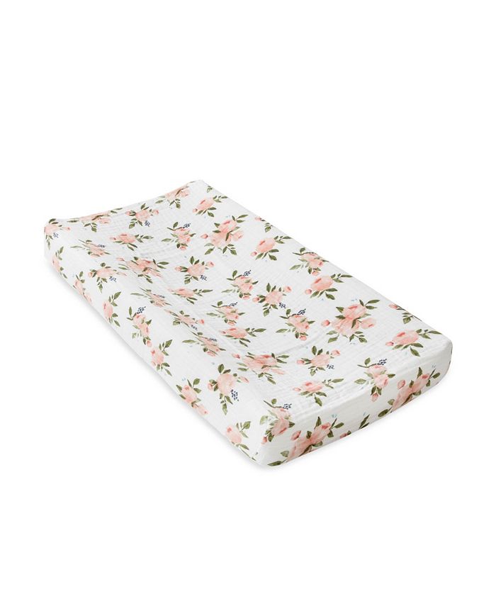 Little Unicorn - Watercolor Roses Cotton Muslin Changing Pad Cover
