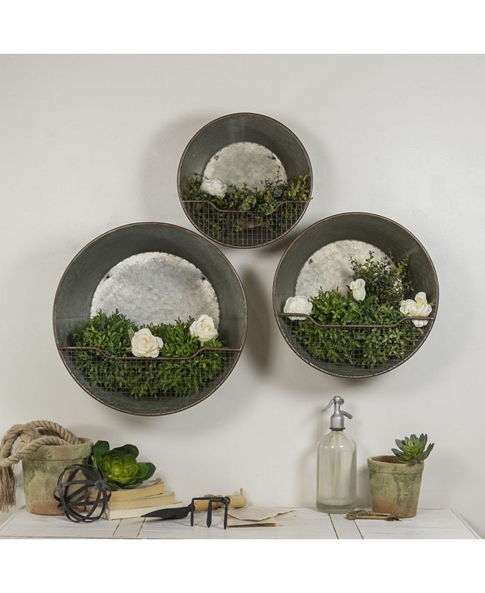 VIP Home & Garden 3-Piece Metal Wall Buckets - Macy's