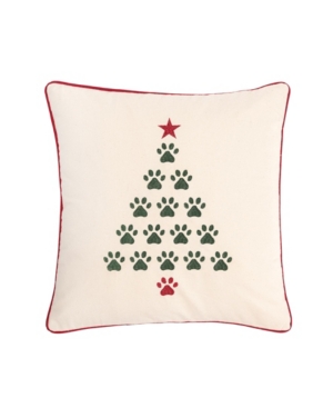 C & F Home Christmas Tree Paws Pillow, 18" X 18" In Green