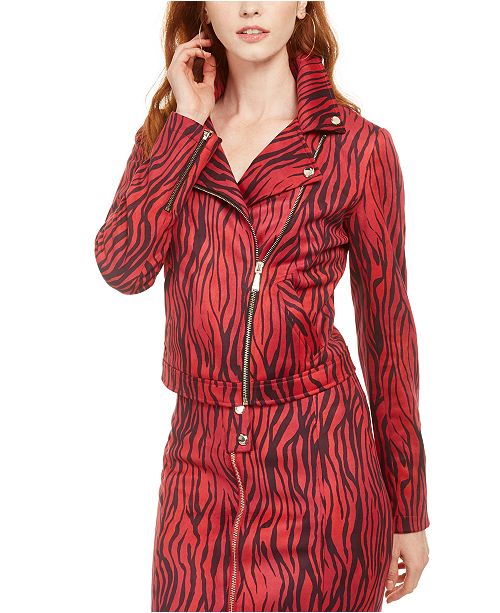 Guess Kingdom Stripe Print Red Moto Jacket Reviews Jackets