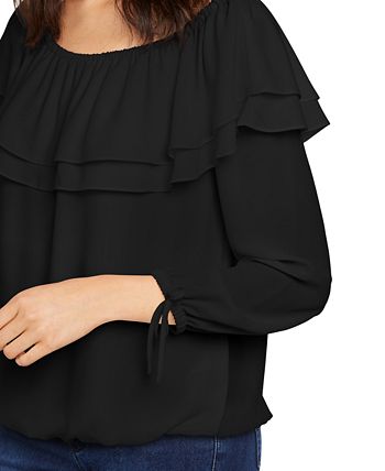 Michael Kors Women's Off The Shoulder Printed Top Black Size L