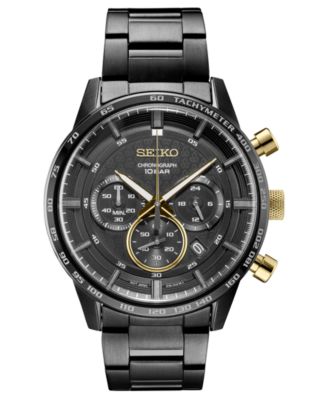 seiko black stainless steel watch