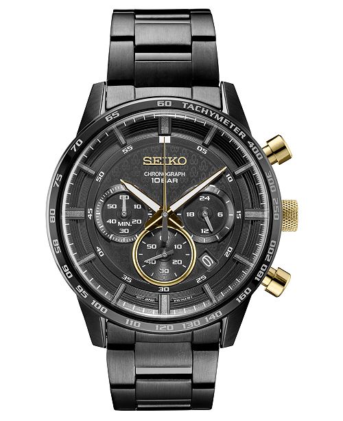 Seiko Men S Chronograph 50th Anniversary Black Stainless Steel Bracelet Watch 45 2mm A Special Edition Reviews All Fine Jewelry Jewelry Watches Macy S
